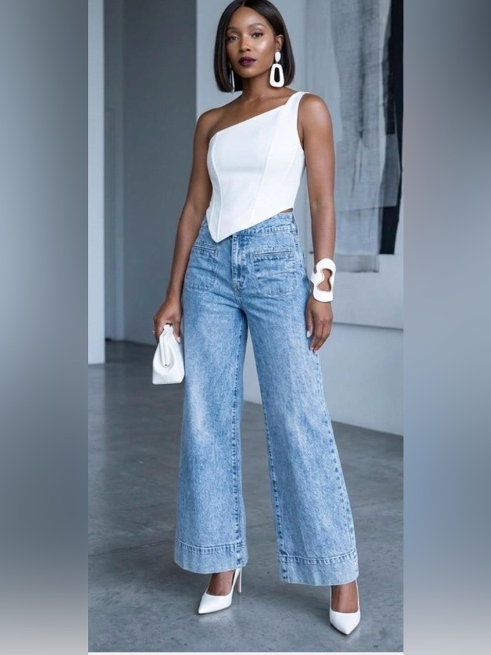 Habitual Women’s Wide Leg Jeans Size 26 High Rise Light Wash Blue Denim Pants - Picture 1 of 16